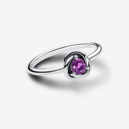 Pandora Moments February Purple Eternity Circle Ring Size 7