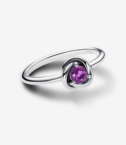 Pandora Moments February Purple Eternity Circle Ring Size 7