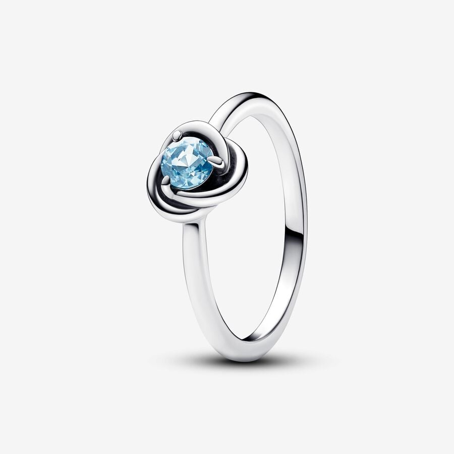Pandora Moments March Sea Aqua Blue Eternity Circle Ring Size 7