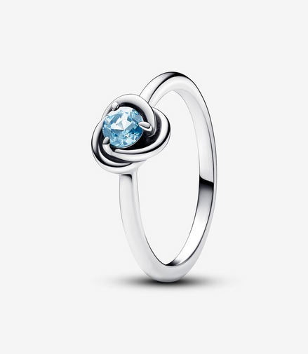 Pandora Moments March Sea Aqua Blue Eternity Circle Ring Size 7