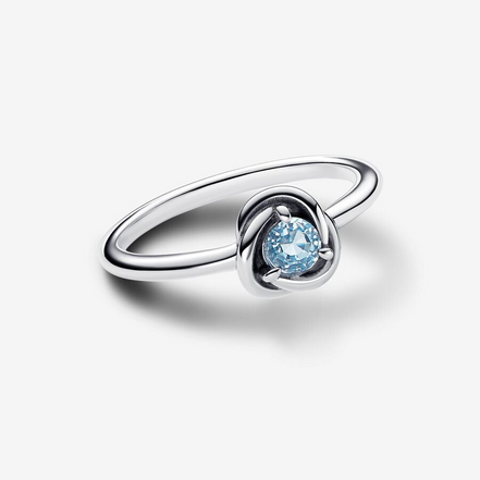 Pandora Moments March Sea Aqua Blue Eternity Circle Ring Size 7