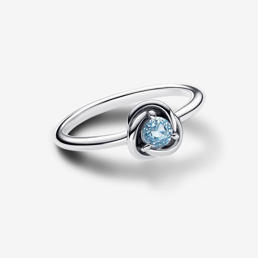Pandora Moments March Sea Aqua Blue Eternity Circle Ring Size 7