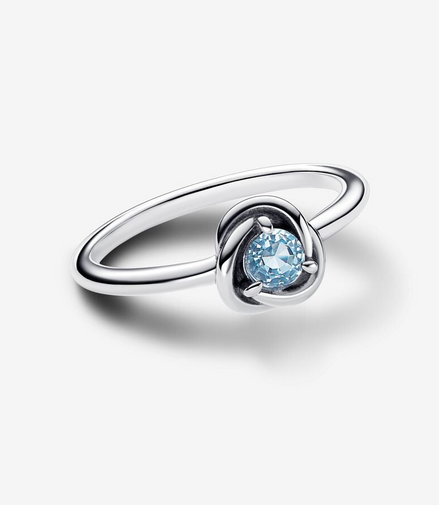 Pandora Moments March Sea Aqua Blue Eternity Circle Ring Size 7