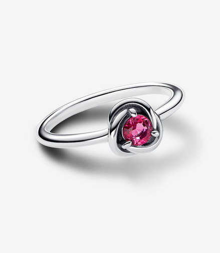 Pandora Moments October Pink Eternity Circle Ring Size 7.5