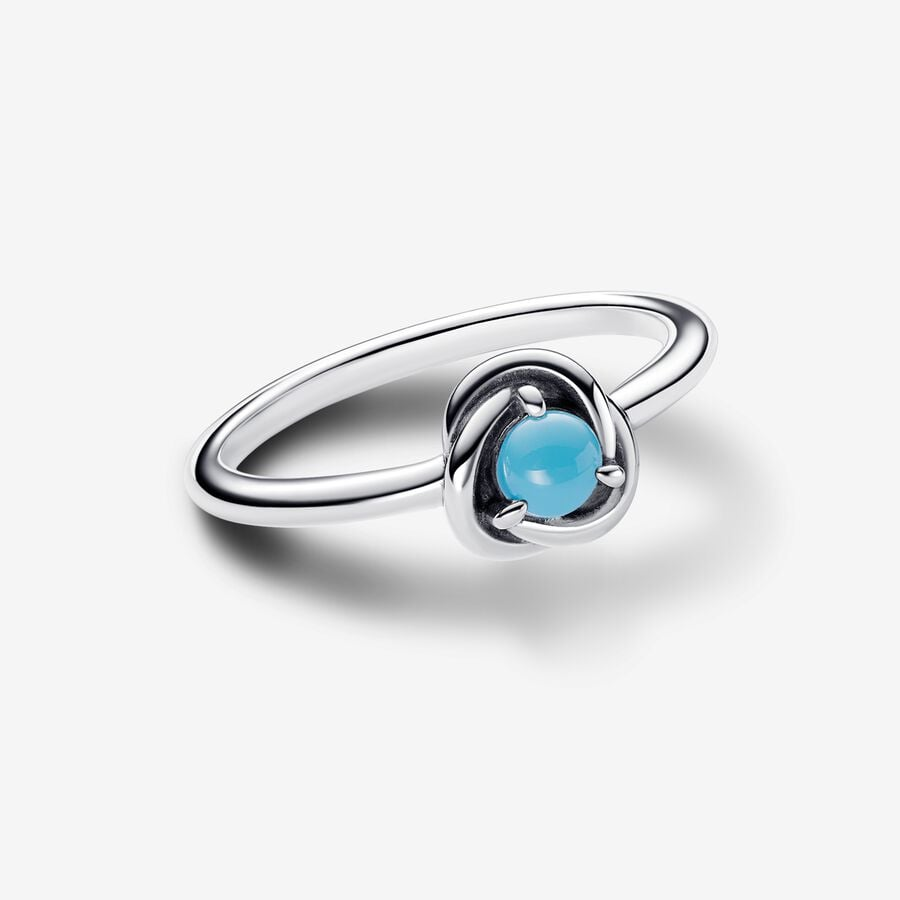 Pandora Moments December Turquoise Blue Eternity Circle Ring Size 7