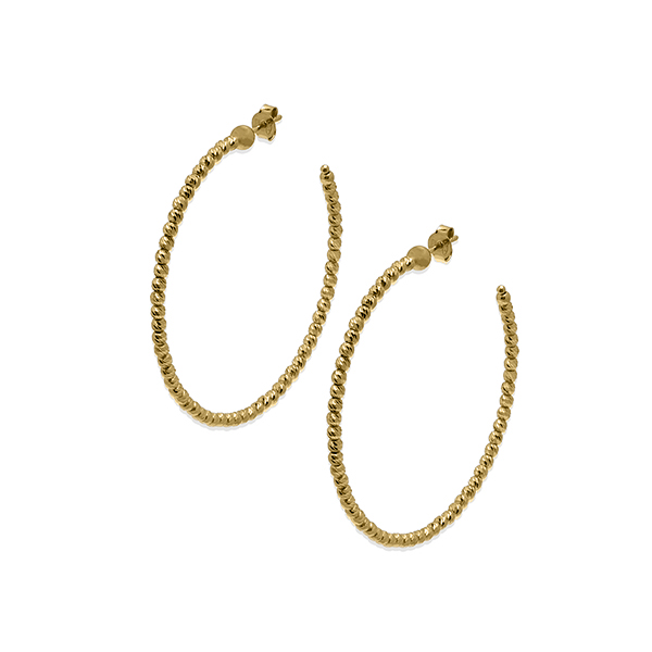 Desmos Ladies 55mm Slash Diamond-Cut Hoop Earrings