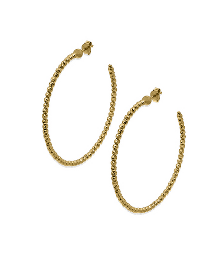 Desmos Ladies 55mm Slash Diamond-Cut Hoop Earrings