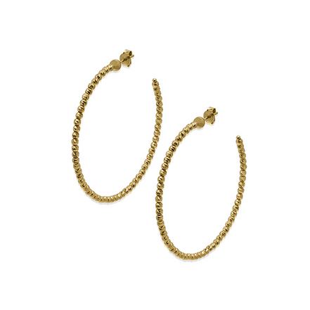Desmos Ladies 45mm Slash Diamond-Cut Hoop Earrings