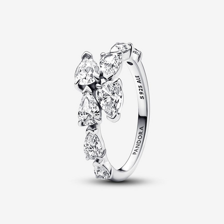 Pandora Timeless Sparkling Overlapping Band Ring Size 6