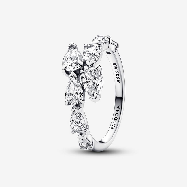 Pandora Timeless Sparkling Overlapping Band Ring Size 6