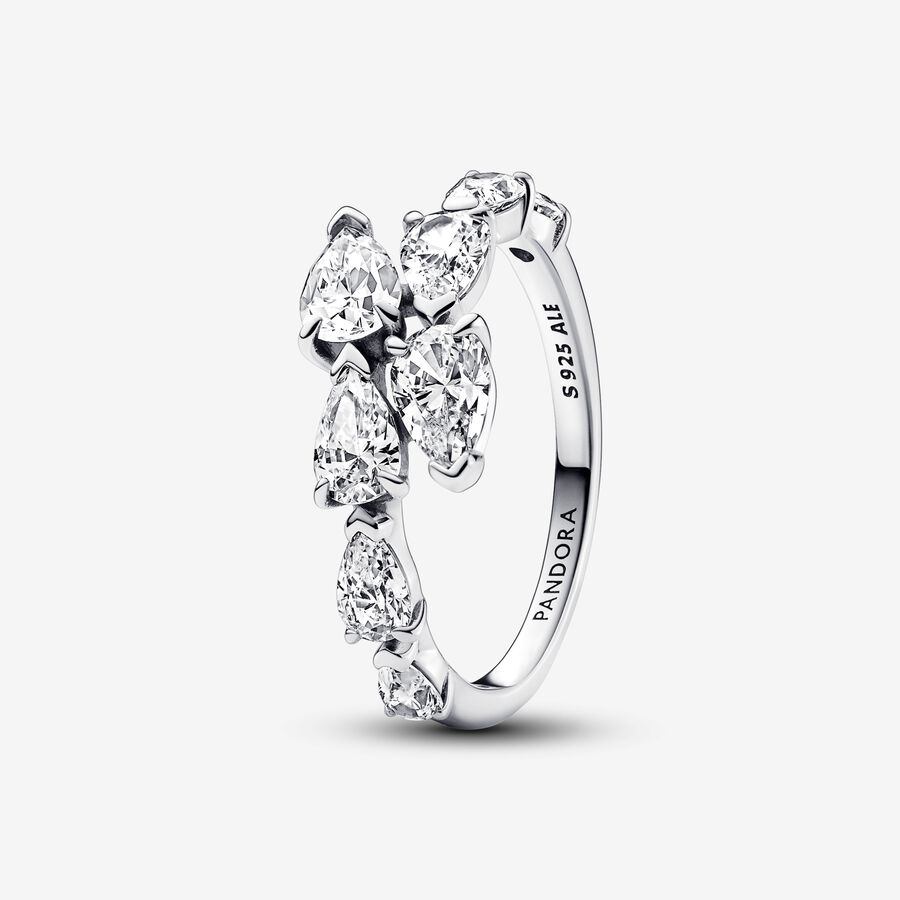 Pandora Timeless Sparkling Overlapping Band Ring Size 6