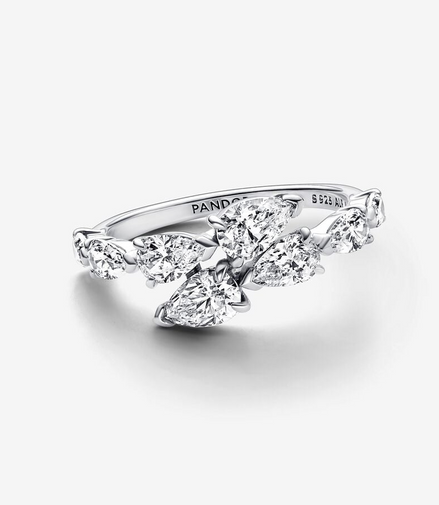 Pandora Timeless Sparkling Overlapping Band Ring Size 6