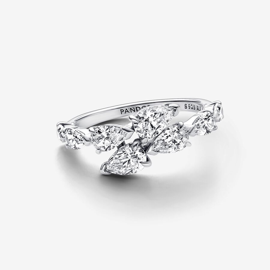 Pandora Timeless Sparkling Overlapping Band Ring Size 7