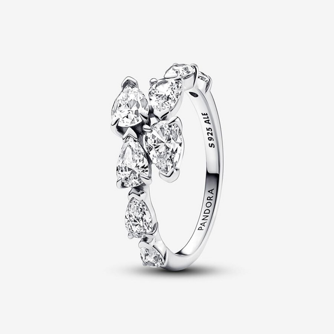 Pandora Timeless Sparkling Overlapping Band Ring Size 7.5