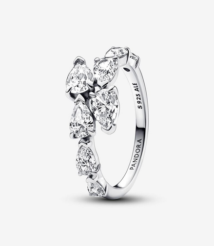 Pandora Timeless Sparkling Overlapping Band Ring Size 7.5