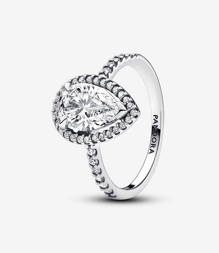 Pandora Timeless Sparkling Pear Halo Ring Size 6