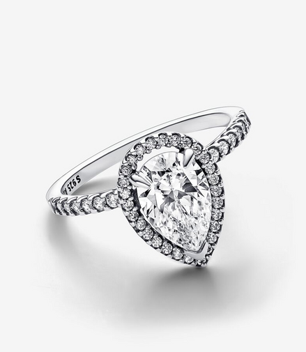 Pandora Timeless Sparkling Pear Halo Ring Size 7