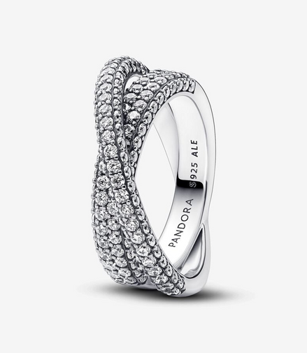 Pandora Timeless Pavé Crossover Dual Band Ring Size 6