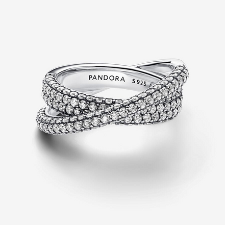 Pandora Timeless Pavé Crossover Dual Band Ring Size 7