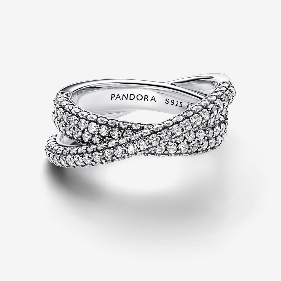 Pandora Timeless Pavé Crossover Dual Band Ring Size 7