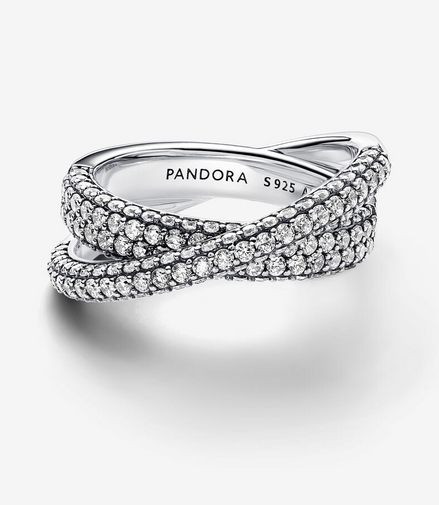 Pandora Timeless Pavé Crossover Dual Band Ring Size 7