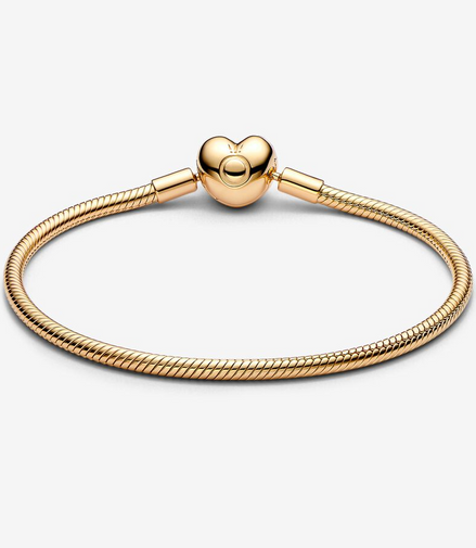 Pandora Moments Heart Clasp Snake Chain Bracelet Size 21