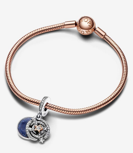 Pandora Moments Two-Tone Shooting Star Double Dangle Charm