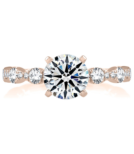 A.JAFFE 14KT Rose Gold Four Prong Diamond Engagement Ring with Scalloped Band