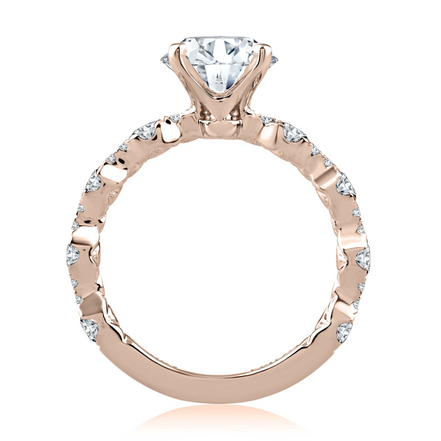 A.JAFFE 14KT Rose Gold Four Prong Diamond Engagement Ring with Scalloped Band