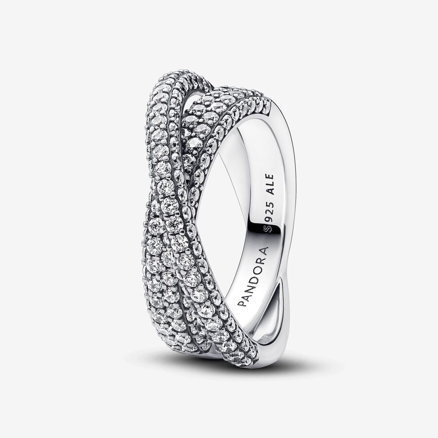 Pandora Timeless Pavé Crossover Dual Band Ring Size 9