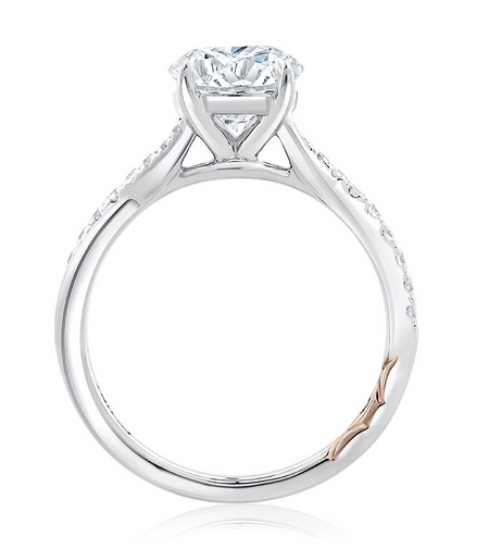 A.JAFFE 14K White Gold Round Cut Diamond Split Shank Crossover Engagement Ring