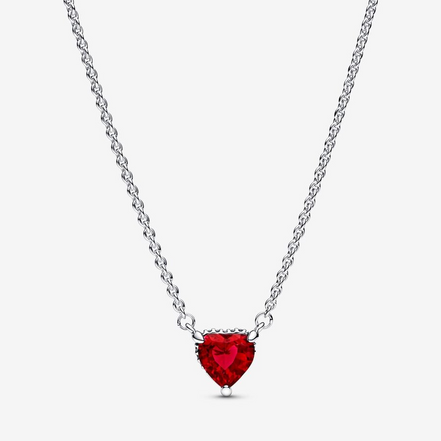 Pandora Timeless Sparkling Red Heart Halo Pendant Collier Necklace