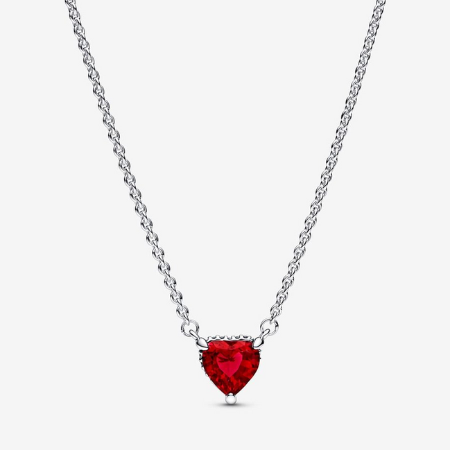 Pandora Timeless Sparkling Red Heart Halo Pendant Collier Necklace