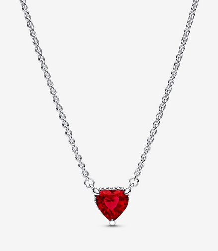 Pandora Timeless Sparkling Red Heart Halo Pendant Collier Necklace