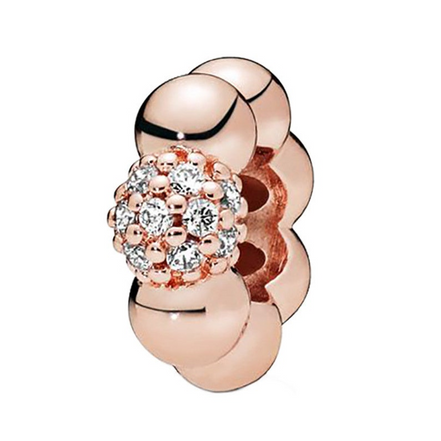 Pandora Moments Rose Gold Polished And Pave' Bead Spacer Charm