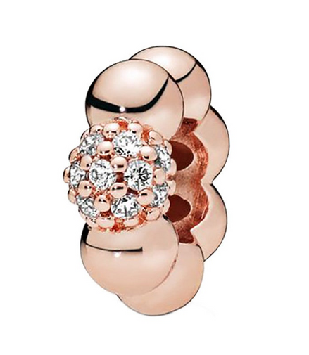 Pandora Moments Rose Gold Polished And Pave' Bead Spacer Charm