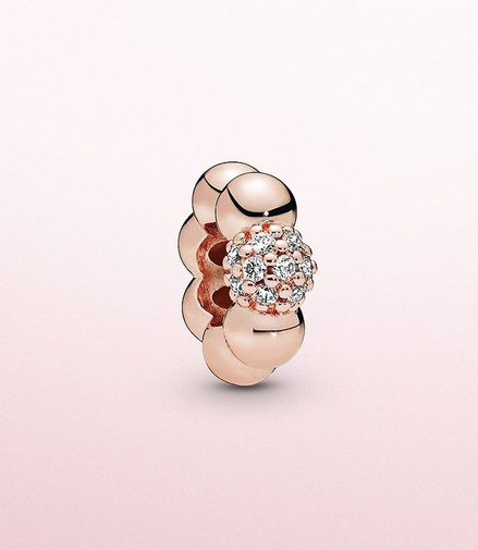 Pandora Moments Rose Gold Polished And Pave' Bead Spacer Charm