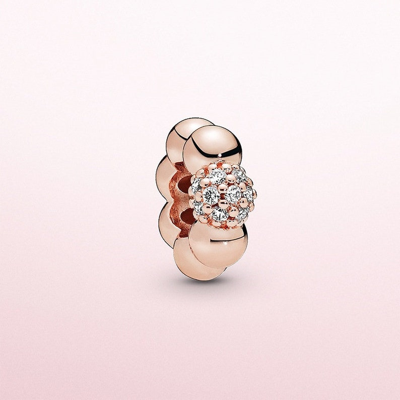 Pandora Moments Rose Gold Polished And Pave' Bead Spacer Charm