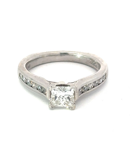 Diamond Princess Cut Engagement Ring .77ct Center Stone