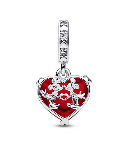 Disney X Pandora Mickey & Minnie Mouse Kiss Red Murano Glass Dangle Charm