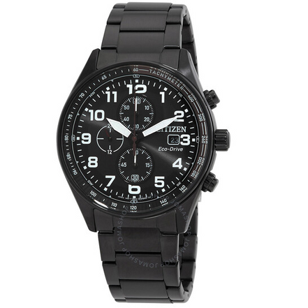 Citizen Men's Tactical Chronograph Eco-Drive Black Stainless Steel Bracelet Watch