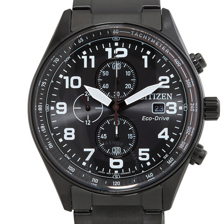 Citizen Men's Tactical Chronograph Eco-Drive Black Stainless Steel Bracelet Watch