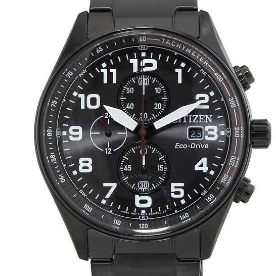 Citizen Men's Tactical Chronograph Eco-Drive Black Stainless Steel Bracelet Watch