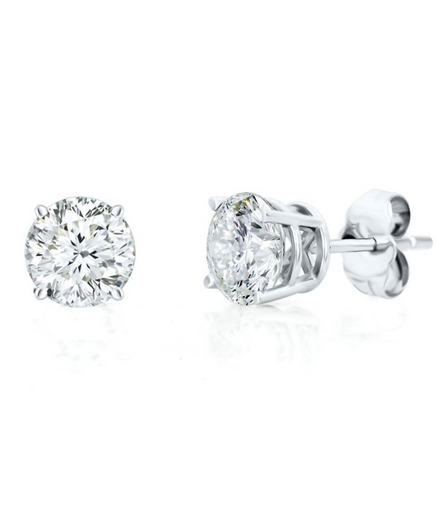 14K White Gold And .50 CT Diamond Stud Earrings
