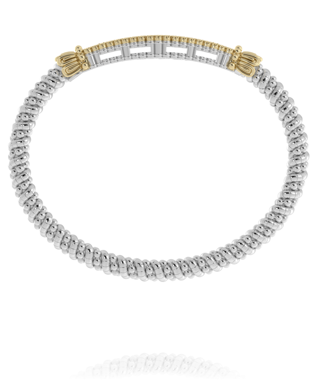 Alwand Vahan 14K Yellow Gold and Sterling Silver Diamond Cluster 4mm Closed Bracelet