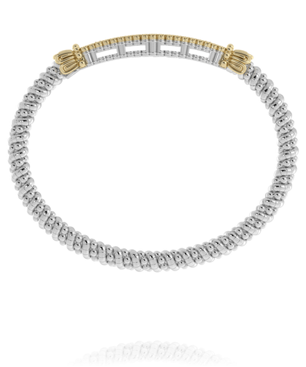 Vahan 14K Yellow Gold and Sterling Silver 0.22 CTW Diamond Cluster 4mm Closed Bracelet