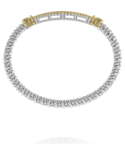 Vahan 14K Yellow Gold and Sterling Silver 0.22 CTW Diamond Cluster 4mm Closed Bracelet