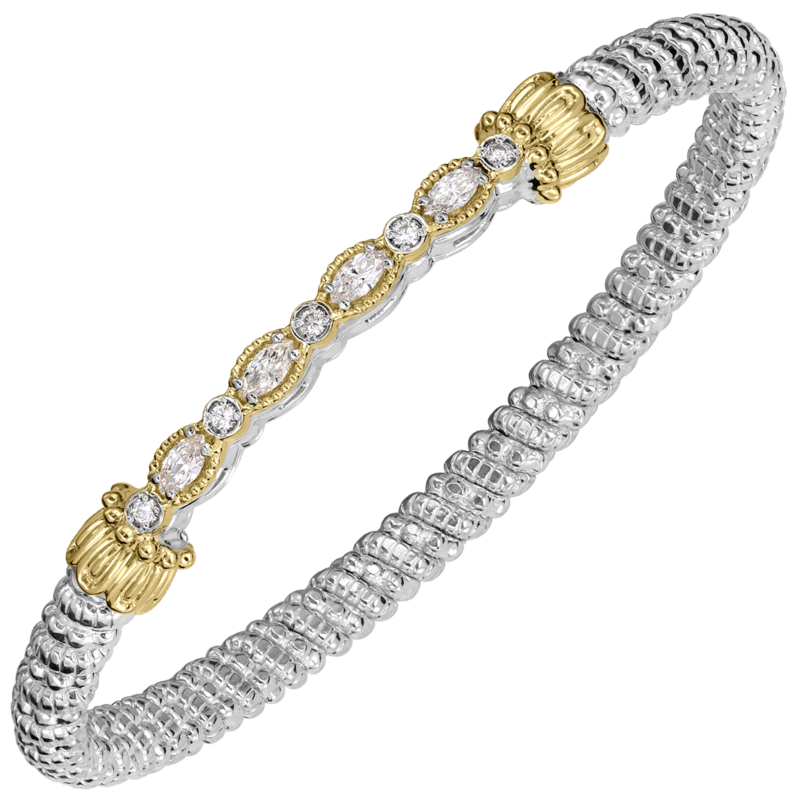 Vahan 14K Yellow Gold And Sterling Silver  0.46 CTW Diamond 4mm Closed Bracelet