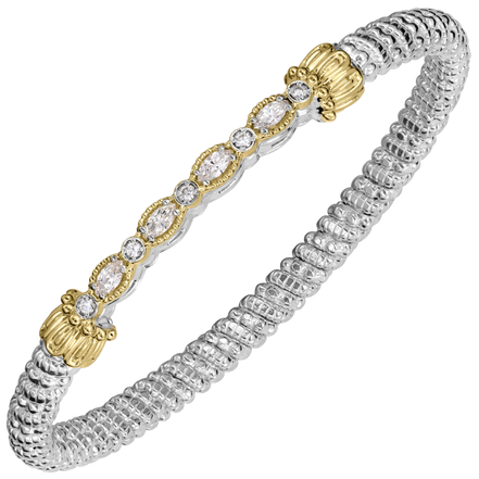 Vahan 14K Yellow Gold And Sterling Silver  0.46 CTW Diamond 4mm Closed Bracelet