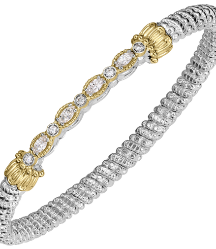 Vahan 14K Yellow Gold And Sterling Silver  0.46 CTW Diamond 4mm Closed Bracelet